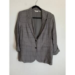 Candace Cameron Bure Boyfriend Blazer Grey Plaid size medium